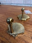 Vintage Set Of  4  Solid Brass Shell Scallop Towel Holder W  Hardware