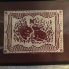 Vintage Needle Point Rabbit Red Artwork Matted   Framed 8x10   