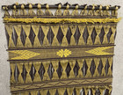 Vintage Yellow Gold Brown Woven Wall Hanging Tapestry Fringe 29x63