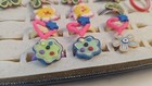 Lot Of 60 Kids Rings Small Size Play Fun Colorful Plastic With Tray Collection