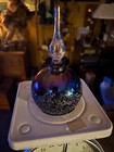 Vintage Hand Blown Art Glass Rainbow Iridescent Perfume Bottle W  Stopper- l8