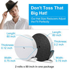 2 Pack Hat Size Reducer Tape Roll 80   Sizer Reducer To Make Fit Comfort