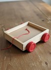 Vtg Wooden Wagon Alphabet Pull Toy W 30blocks  Preowned
