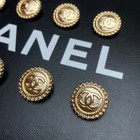 10 Chanel Buttons Cc Logo Round Gold Metal 20mm Vintage