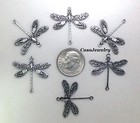  2001 Sm Antiqued Sterling Silver Plated 2 Ring Dragonfly Connector - 6 Pcs