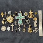 25pc Cross   Christian Religious Pendant Lot     Faith  Jesus  Angel  Medals