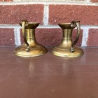 Pair Of Omsons Brass Patina Taper Candlestick Holders Handles