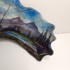 Vintage Scenic Painting On Juvenile Moose Antler Paddle Rustic Decor Eyelet Hook