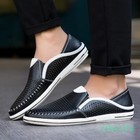2026 Men s Leather Mesh Breathable Boarding Shoes Flats Shoes Loafers Round Toe