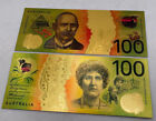 Australia 100 Dollars Gold Plated Australian Banknote New Generation 2020 