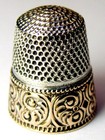 Antique Stern Gold Band Sterling Silver Thimble  Chased    c Scrolls        v    Mngm