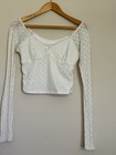 Juniors Mesh Lace Babydoll Angelcore Top Size M White Ethereal Festival Coquette