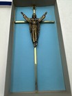 Vtg Crucifix Inri Metal Cross Jesus Catholic Wall Hanging 10    Crucifix Nos Nib