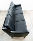 Mid Century Danish Modern Leather Sofa Couch 4 Seat Black Vintage Rosewood Legs
