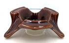 Vintage 1960 s Mcm Ceramic Brown Glazed Trivet pot Warmer Read