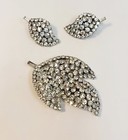 Vintage Clear Rhinestone Leaf Brooch And Earrings Set Juliana Style