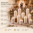 24 White Pillar Candles With Clear Glass Holders For Events And Decor