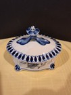 Gzhel Vintage Porcelain Trinket Box Hand Painted Ussr 1970s Soviet Union Era
