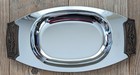 Vintage Kromex 13 Inch Tray With Faux Wood Handles Usa Retro Mid Century
