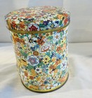 Vintage Daher Canister Tin Floral Mini Flowers England 5 Inches