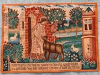 Vintage French Tapestry Small Wall Hanging 2x2 Ft Pictorial Mini Art Decor