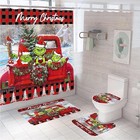 4pcs Christmas Shower Curtain Sets With Non-slip Rugs  Lid Cover And Non-slip   
