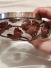 Daum Nancy Art Nouveau Cameo Glass Jar - Deep Burgundy   Gold - Sterling Silver