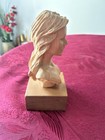 Vintage Wood Carving 7 5    Young Woman With Long Flowing Hair  Artist Signed Jdc