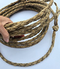 Vintage Western Handmade Cowboy Rawhide Reata   Approx  30 Ft  Long   Bone End