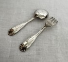 Antique German 800 Solid Silver Child Baby Set Engraved Linda Bruckmann 690