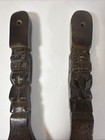 Wall Hanging Hand  Carved Wooden Fork And Spoon Set Tiki Totem Brown Vintage       