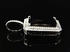 3ct Emerald Cut Blue Sapphire Double Halo Pendant 14k White Gold Over Free Chain