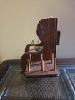Vintage Wooden Rocking Chair Pin Cushion Scissor Thread Spool Holder W  Drawer