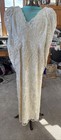 Demetrios Wedding Dress 1980s Ivory Beaded Sequin Lace Detach Bow train Vintage