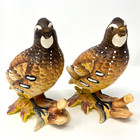 Vtg Porcelain Pair Of Quail Birds Figurines Sitting On Branches 6  Japan Ardco