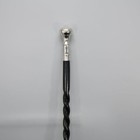 Elegant Walking Stick  Twisted Cane  Wood And Metal  Black And Silver Designer