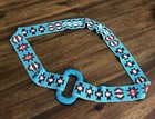 Vintage Southwest Blue-turquoise Seed Bead Belt Native American Design  S  Small