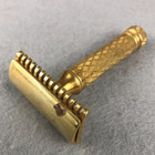 Gillette Safety Razor Vtg Patent 1920 Deluxe Gold Plate 3 Pc Open Comb Head Rare