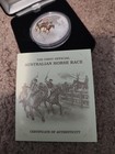 Tuvalu 1 Dollar 2010 Silver 1oz Proof  the First Official Australian Horse Race 