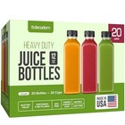 12oz 20pcs Juice Bottles With Caps - Made In Usa Juice Containers With Lids 