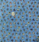 Blue Tiny Ditzy Tossed Flower Pots Tulips  Roses  Etc  Cotton Fabric 25  X 44 