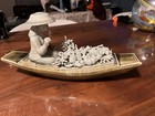 Vintage Chinese Carved Jade Ceramic Woman On Boat