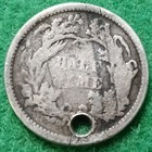1861 Seated Liberty Half Dime - Bent And Holed