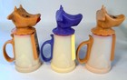 Lot Of 3 Vintage Whirley Moo Cow Coffee Creamer Sippy  Rare Purple Kid s  straw 
