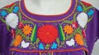 Beautiful Vintage Mexican Oaxacan Purple Multi Colored Embroidered Dress -size S