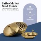 1 Communion Tray   1 Bread Plate  With Covers   Stainless Steel - Matte Gold