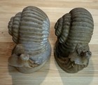 Vintage Hand-carved Soapstone Snail Figurines Set Of 2 Natural Stone Decor
