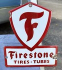 Vintage Firestone Tires   Tubes Porcelain Sign  7 1 2   x6 1 2     Rare