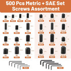500 Pcs 25 Size Set Screws Metric sae Set Screw Assortment Kit 12 9 Alloy Ste   