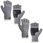 Warm Touchscreen Fingerless Gloves - 1 2 Pairs Winter Knit  Anti-slip Leather  T